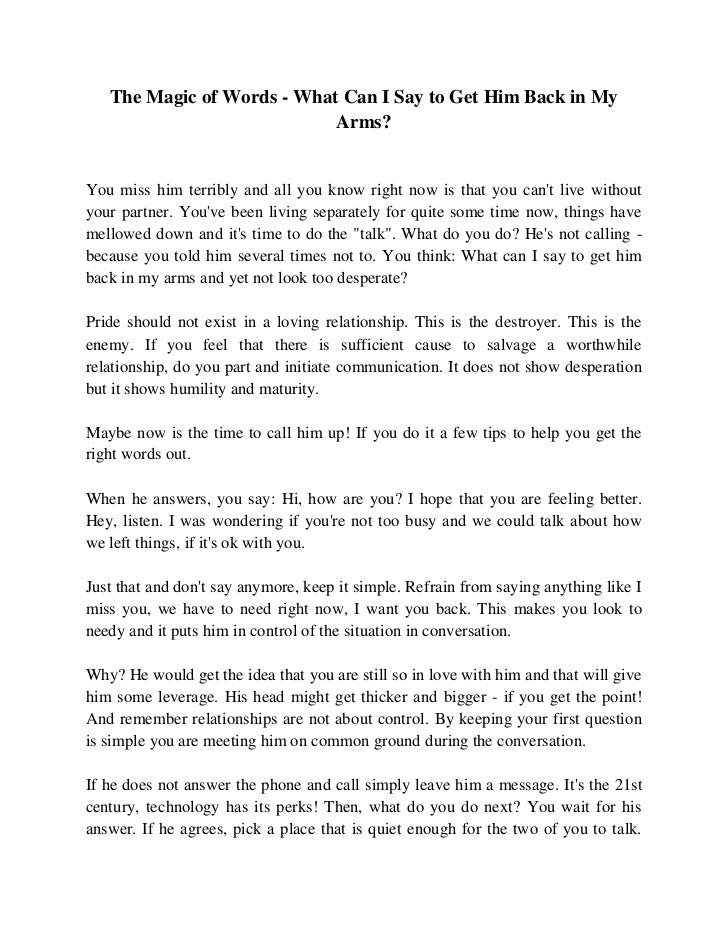 What To Say To Him To Get Him Back What To Say To Him To Get Him Back